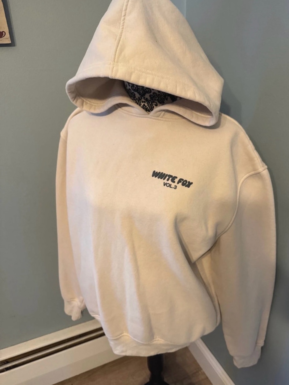 White Fox Boutique Cream Hoodie with Small Chest Logo